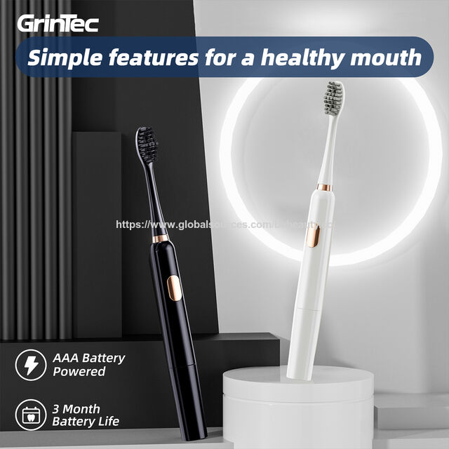 Brosse à Dents Électrique Sonique à Piles - 24000 Vibrations, Design Fin