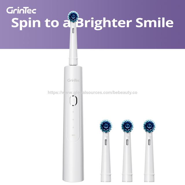 Brosse à Dents Électrique Rotative pour Adultes avec Têtes de Brosse Rechargeables, Brosse à Dents Électrique Rechargeable à 4 Modes de Nettoyage Profond