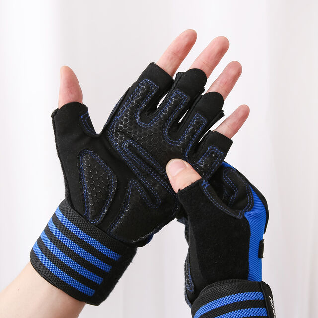 Gants de sport mi-doigts avec coussinets épais antidérapants et résistants à l'usure sur la paume, protège-poignets de sport, équipement d'haltérophilie