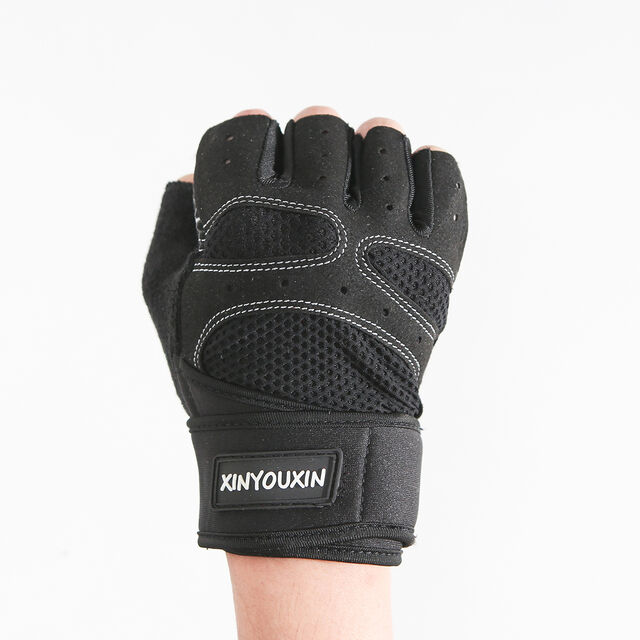 Gants de fitness mi-doigts avec coussinets épais antidérapants et résistants à l'usure sur la paume, protège-poignets de sport