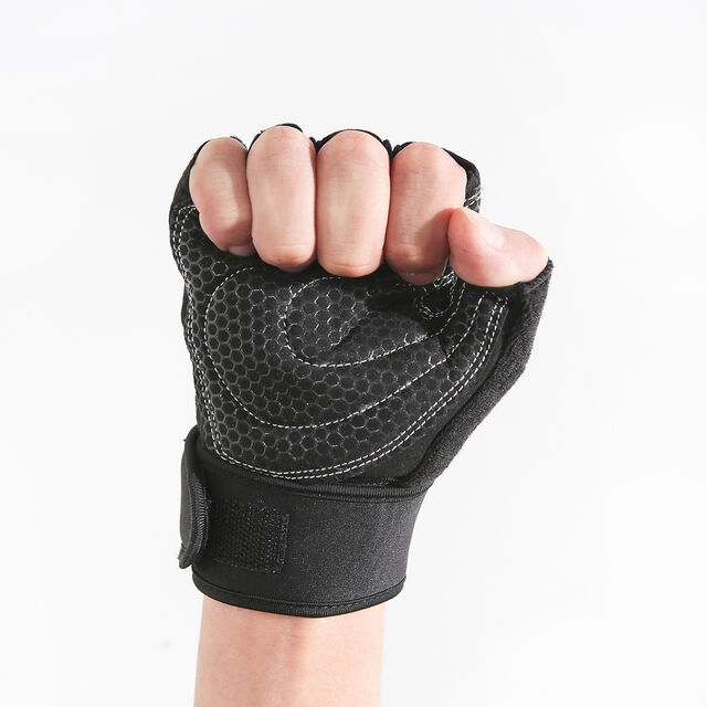 Gants de fitness mi-doigts avec coussinets épais antidérapants et résistants à l'usure sur la paume, protège-poignets de sport