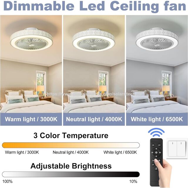 Ventilador de Techo LED con Luz, El Más Vendido, Fácil Instalación, Viento Potente, Regulable en 3 Colores