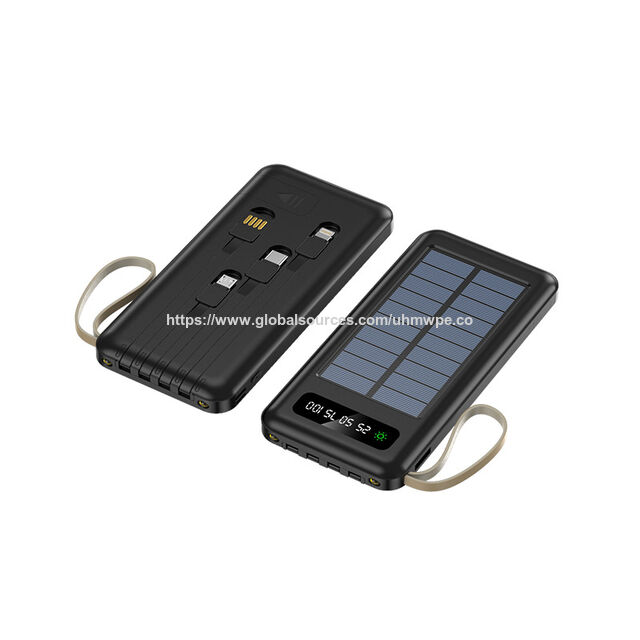 Solarbetriebene, kabellose Schnelllade-Powerbank mit 4 Ladeanschlüssen, USB Typ C, multifunktional, 20000mAh Geek