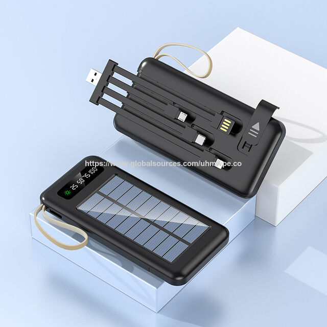 Solarbetriebene, kabellose Schnelllade-Powerbank mit 4 Ladeanschlüssen, USB Typ C, multifunktional, 20000mAh Geek