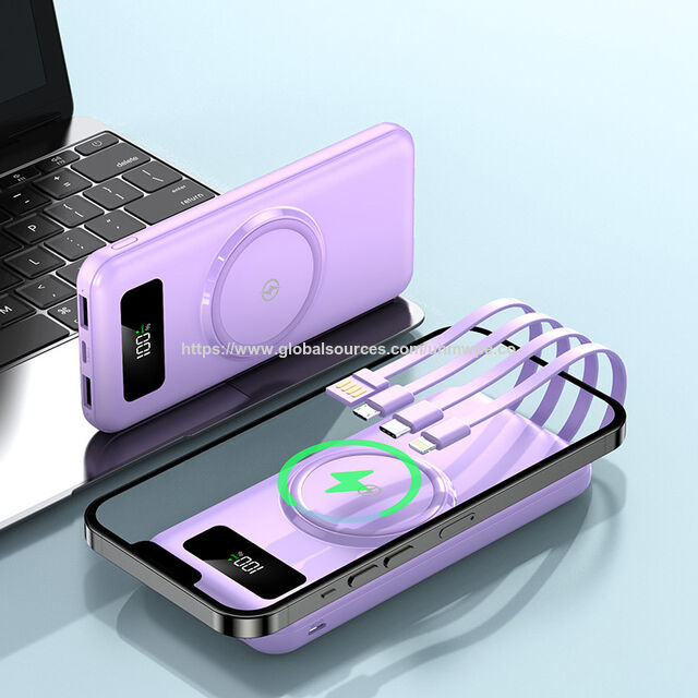 Solarbetriebene, kabellose Schnelllade-Powerbank mit 4 Ladeanschlüssen, USB Typ C, multifunktional, 20000mAh Geek