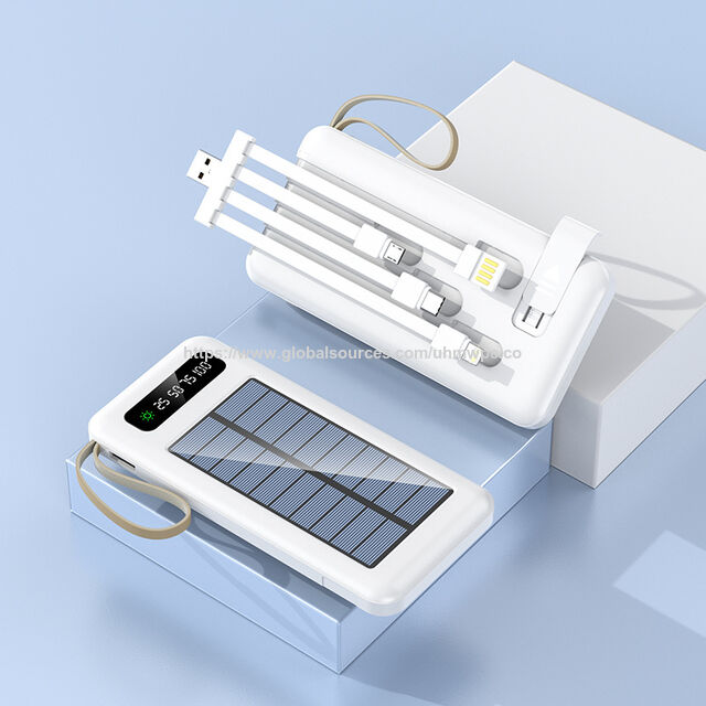 Solarbetriebene, kabellose Schnelllade-Powerbank mit 4 Ladeanschlüssen, USB Typ C, multifunktional, 20000mAh Geek