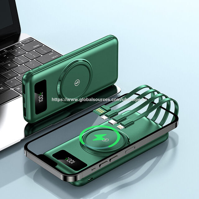 Solarbetriebene, kabellose Schnelllade-Powerbank mit 4 Ladeanschlüssen, USB Typ C, multifunktional, 20000mAh Geek