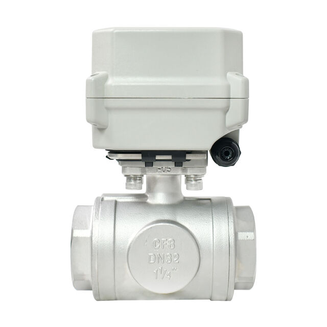 TONHE DN32 1 1/4" AC110-230V 3-Wege-Kugelhahn aus Edelstahl 304, elektrisch motorisiert