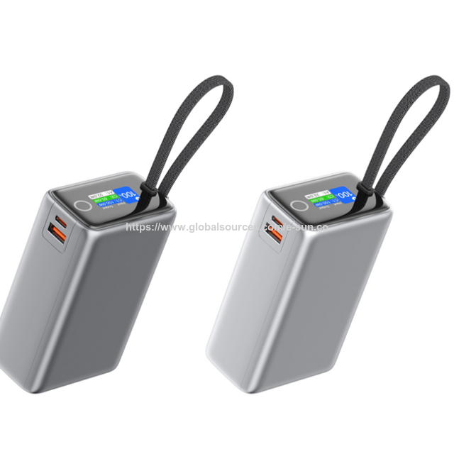 Power Bank Portátil de 25000mAh con Cable Incorporado, Carga Rápida USB-C 100W+ y USB-A 22.5W para Teléfono y Portátil