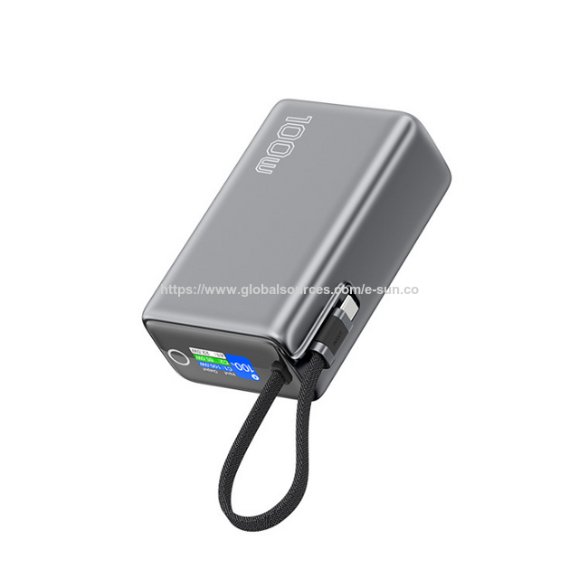 Power Bank Portátil de 25000mAh con Cable Incorporado, Carga Rápida USB-C 100W+ y USB-A 22.5W para Teléfono y Portátil
