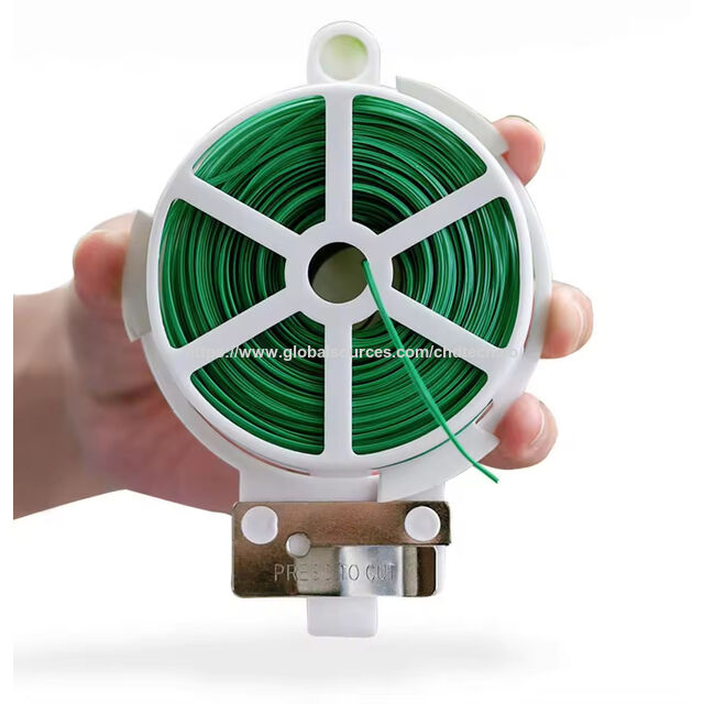 50m Attache-câble en fil de PE vert multifonctionnel et robuste pour jardin avec coupe-câble