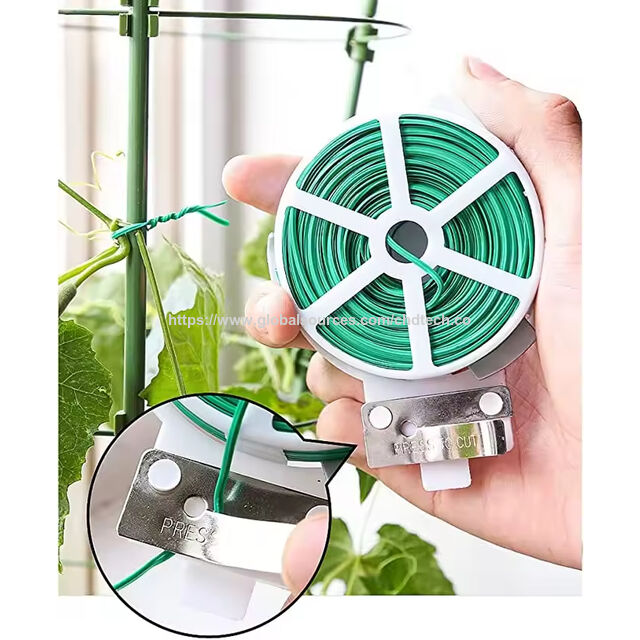 50m Attache-câble en fil de PE vert multifonctionnel et robuste pour jardin avec coupe-câble