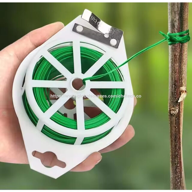 50m Attache-câble en fil de PE vert multifonctionnel et robuste pour jardin avec coupe-câble