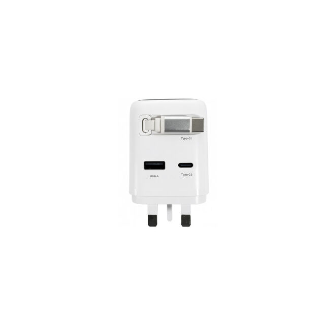 Universelles 70W PD PPS Schnellladegerät mit Smart-LED-Anzeige und einziehbarem Kabel (UK/US/EU/AU-Stecker)
