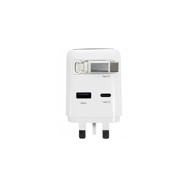 Universelles 70W PD PPS Schnellladegerät mit Smart-LED-Anzeige und einziehbarem Kabel (UK/US/EU/AU-Stecker)