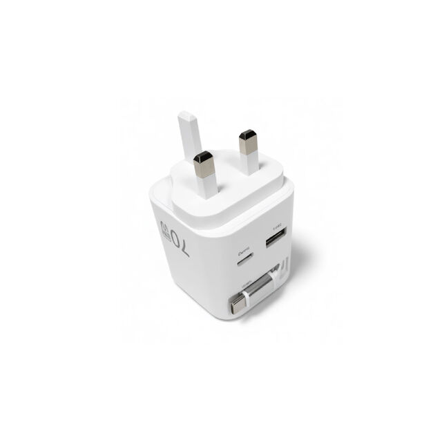 Universelles 70W PD PPS Schnellladegerät mit Smart-LED-Anzeige und einziehbarem Kabel (UK/US/EU/AU-Stecker)