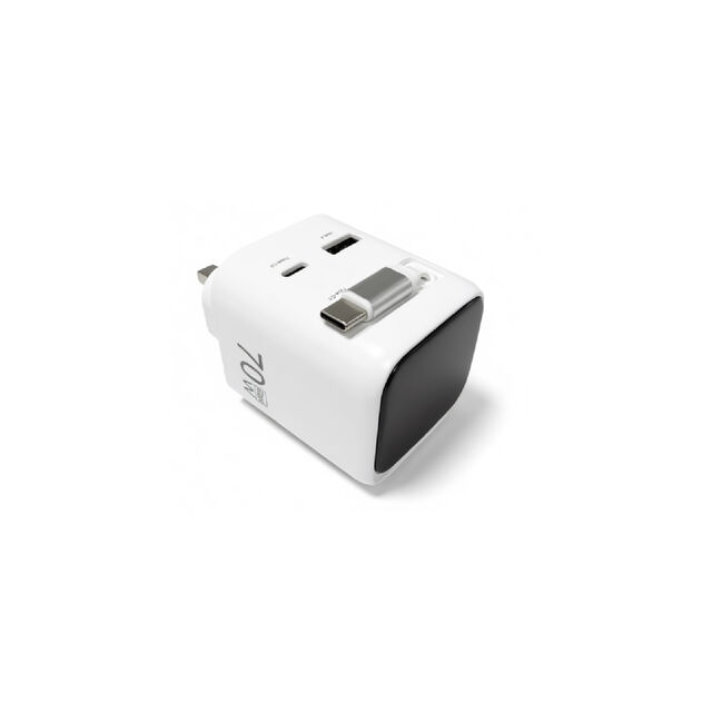 Universelles 70W PD PPS Schnellladegerät mit Smart-LED-Anzeige und einziehbarem Kabel (UK/US/EU/AU-Stecker)