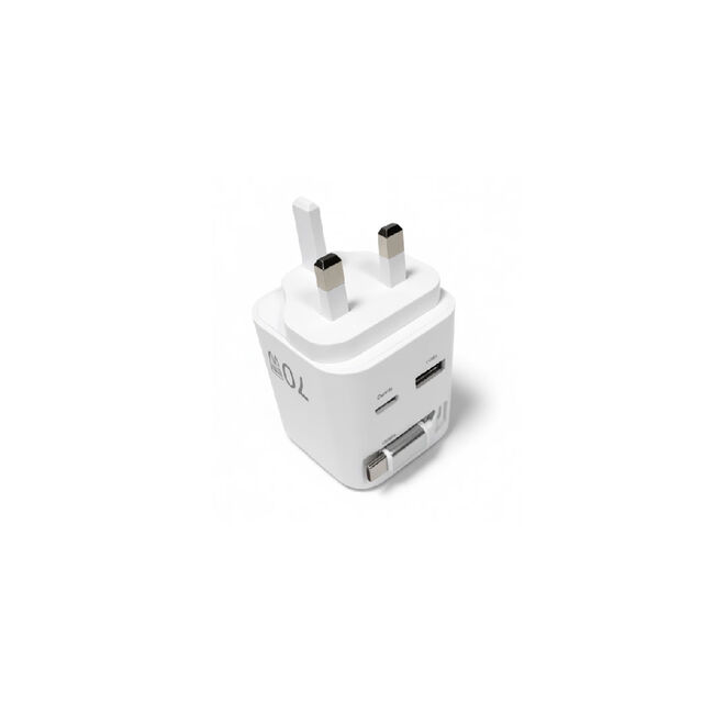 Universelles 70W PD PPS Schnellladegerät mit Smart-LED-Anzeige und einziehbarem Kabel (UK/US/EU/AU-Stecker)