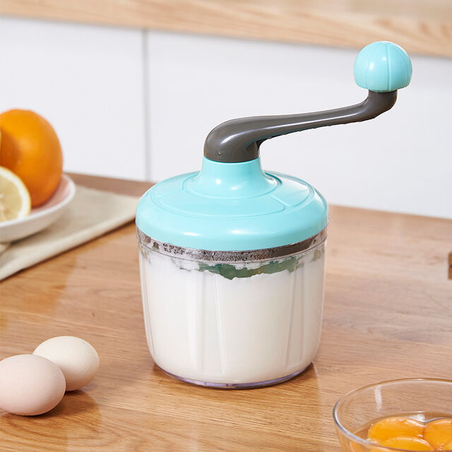 Batidor de huevos giratorio para cocina doméstica para mezclar y batir, batidor de espuma para pasteles operado a mano