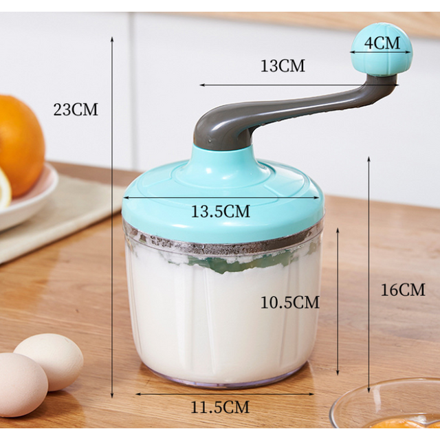 Batidor de huevos giratorio para cocina doméstica para mezclar y batir, batidor de espuma para pasteles operado a mano