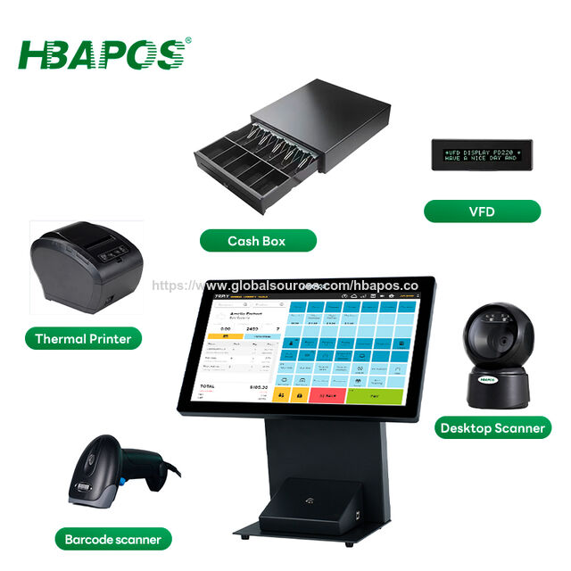 HBAPOS Q3 All-in-One Kassensystem Quad-Core 4GB RAM für Convenience Stores, Supermärkte, ausländischen Handel und Gastronomie mit Touchscreen