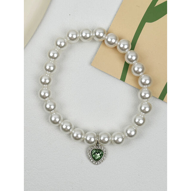 Collar de moda para mascotas con colgante de corazón de melocotón, perla de imitación, para gatos y perros, joyería de cadena para el cuello