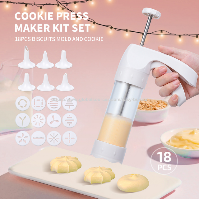 Sifón de Nata para Decoración de Galletas, Pistola de Galletas, Juego de 18 Piezas, Herramienta de Decoración de Nata Manual, Pistola de Nata para Pasteles