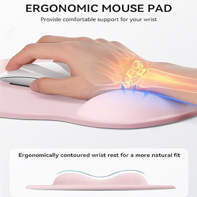 Tapis de Souris Ergonomique avec Repose-Poignet - Grand Tapis de Souris Antidérapant, Support Confortable pour Poignet d'Ordinateur Portable, Soulage la Douleur au Poignet