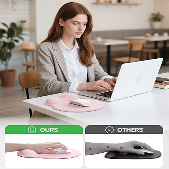 Tapis de Souris Ergonomique avec Repose-Poignet - Grand Tapis de Souris Antidérapant, Support Confortable pour Poignet d'Ordinateur Portable, Soulage la Douleur au Poignet
