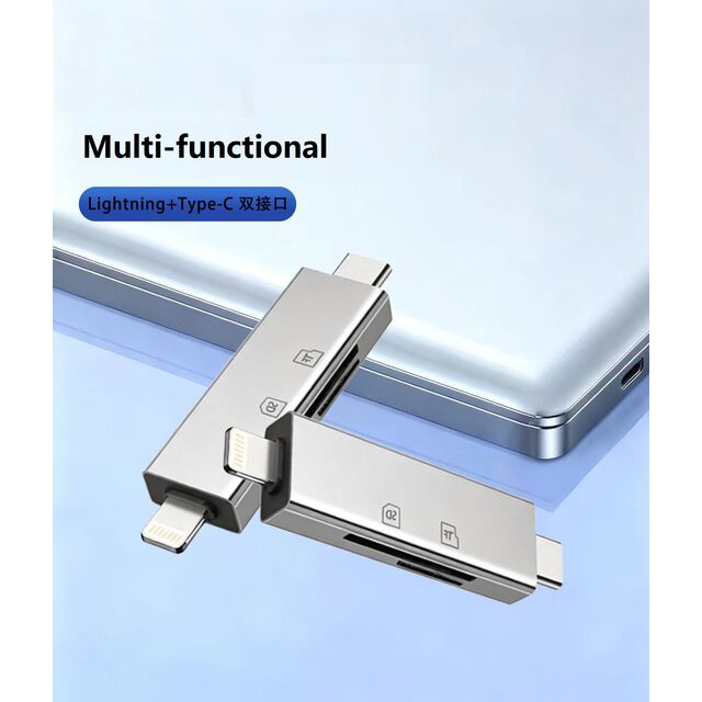 Lightning + Type-C Dual-Kartenleser mit SD-TF-Steckplätzen, TYPE C + USB zu TF-Kartenleser