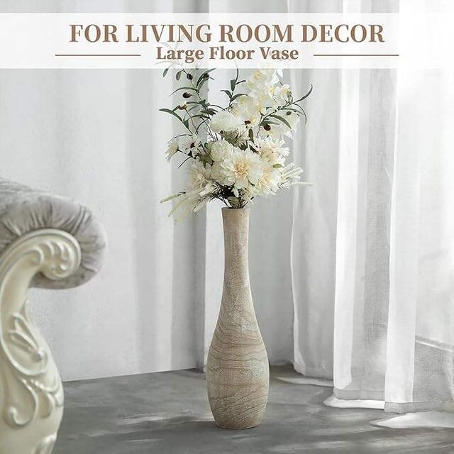 Vente en gros d'usine Grand vase à fleurs en bois de 9 pouces, vase de décoration en bois pour la maison