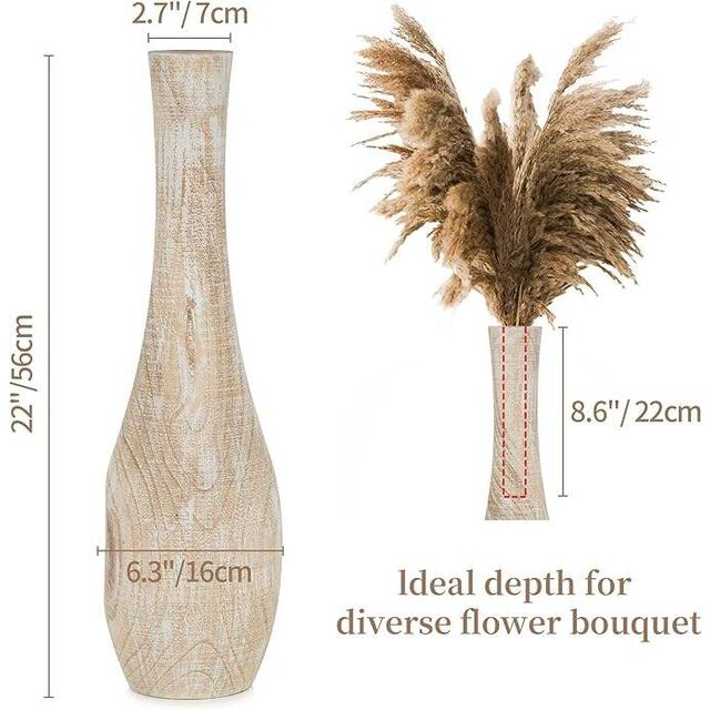Vente en gros d'usine Grand vase à fleurs en bois de 9 pouces, vase de décoration en bois pour la maison