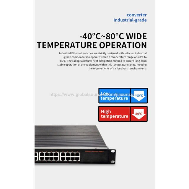 Switch Ethernet Industrial JIAXUN JXRD024F-AC/RD024FP-AC de 24 Puertos Gigabit Montaje en Rack | No Gestionado 24 Puertos RJ45 IP40 Garantía de 5 Años