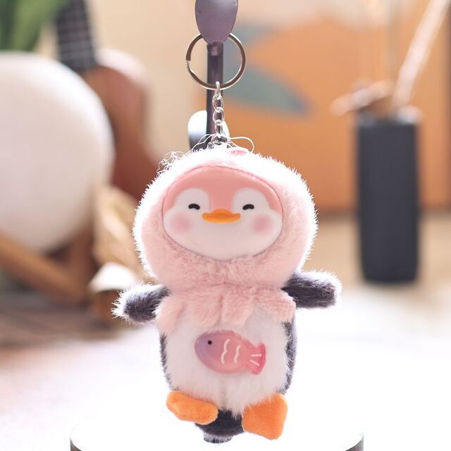 Gantungan Kunci Mainan Plush Penguin Lucu, Hadiah Tahun Baru, Mainan 10cm dengan Loop Gantung Flocky, Hiasan Tas Lembut