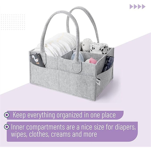 Windeltasche Organizer Koralle für Baby, 1 Stück, mit Griff, Kompakte Größe, Zusammenklappbar & Tragbar