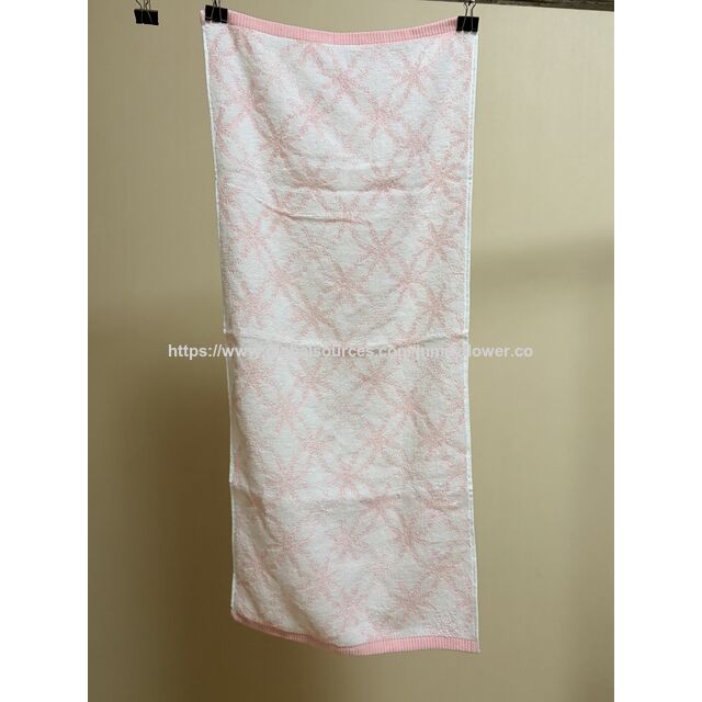 Toalha facial 100% algodão Jacquard geométrica rosa e laranja para salão de beleza, spa, praia, sauna, viagens e academia com borda branca