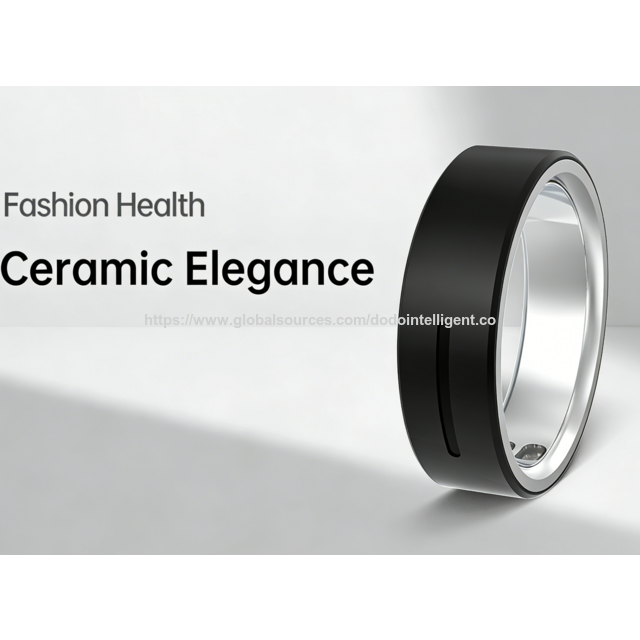 Bague Intelligente Bluetooth 5ATM Étanche avec Suivi de Fréquence Cardiaque, Température, HRV, Oxygène Sanguin et Sommeil avec SOS