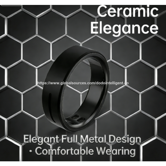 Bague Intelligente Bluetooth 5ATM Étanche avec Suivi de Fréquence Cardiaque, Température, HRV, Oxygène Sanguin et Sommeil avec SOS