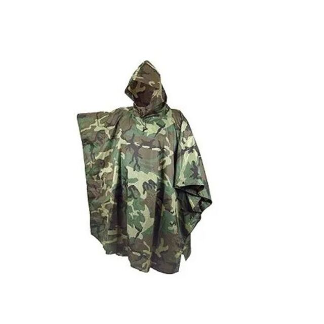 Wasserdichter, leichter Ripstop-Nylon-Regenmantel, strapazierfähiger, multifunktionaler Notfall-Poncho mit Tarnmuster