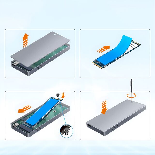 Carcasa para SSD M.2 NVMe ShuoLe TP62-P de Aluminio, 10Gbps Alta Velocidad, Caja para Disco Duro de 8TB con Dos Pantallas LCD