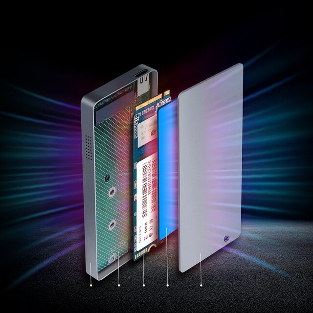 Carcasa para SSD M.2 NVMe ShuoLe TP62-P de Aluminio, 10Gbps Alta Velocidad, Caja para Disco Duro de 8TB con Dos Pantallas LCD