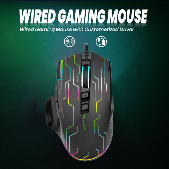 مصنع الجملة لملحقات الكمبيوتر، ماوس ألعاب مخصص بتقنية OEM، ماوس لاسلكي RGB بـ 7 أزرار، ماوس ألعاب بصري سلكي