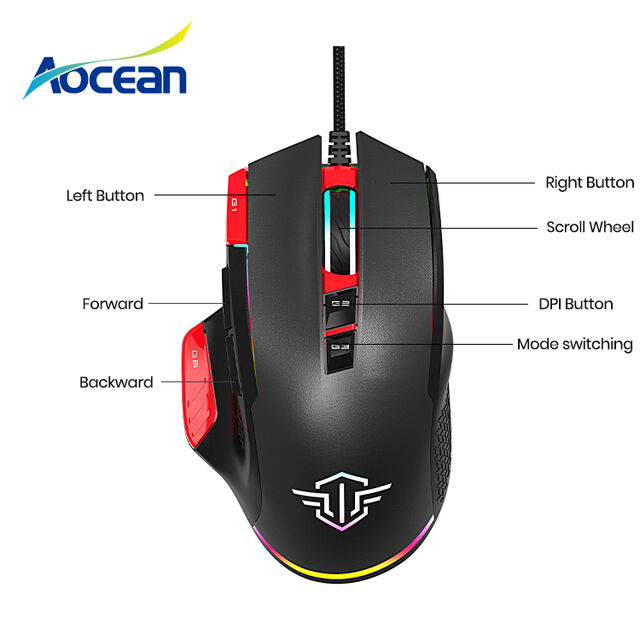 مصنع الجملة لملحقات الكمبيوتر، ماوس ألعاب مخصص بتقنية OEM، ماوس لاسلكي RGB بـ 7 أزرار، ماوس ألعاب بصري سلكي