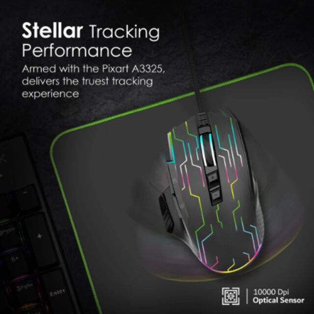 مصنع الجملة لملحقات الكمبيوتر، ماوس ألعاب مخصص بتقنية OEM، ماوس لاسلكي RGB بـ 7 أزرار، ماوس ألعاب بصري سلكي