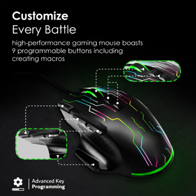 مصنع الجملة لملحقات الكمبيوتر، ماوس ألعاب مخصص بتقنية OEM، ماوس لاسلكي RGB بـ 7 أزرار، ماوس ألعاب بصري سلكي