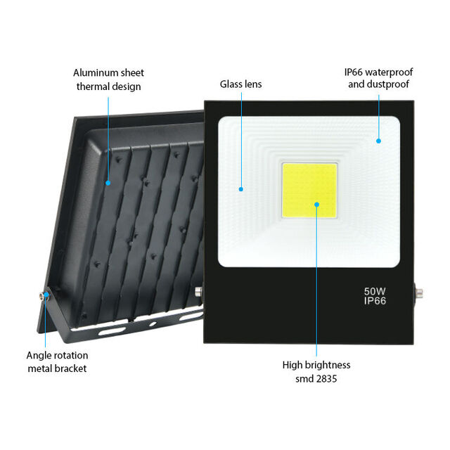 Carcaça de Refletor LED IP66 Preço de Fábrica, Refletor LED Slim à Prova d'Água para Exterior, Refletor LED Barato de 50W para Rua