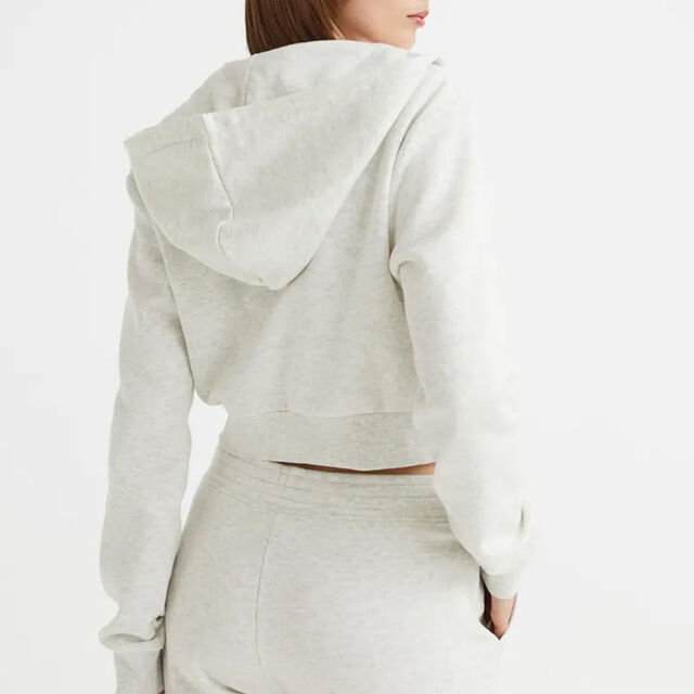 Sweat à capuche court zippé personnalisé pour femme, 100% coton, sweat-shirt de survêtement zippé pour femme