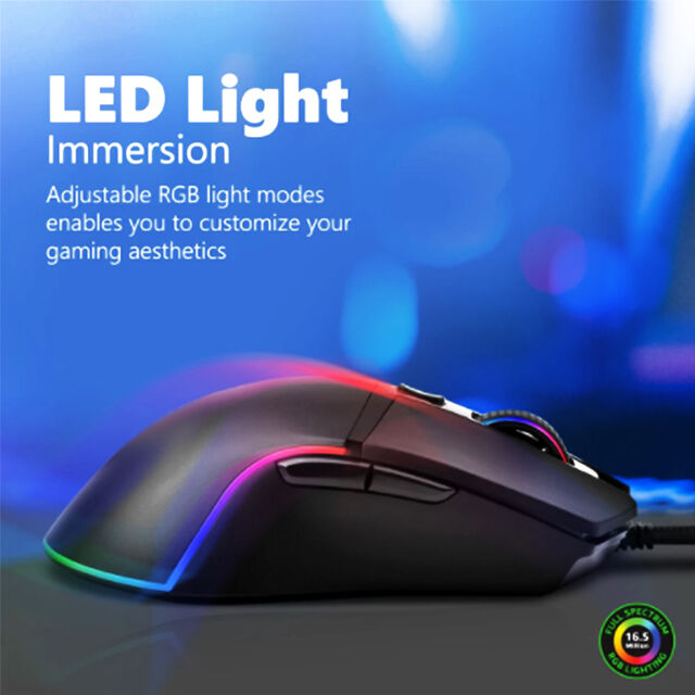 ماوس ألعاب بصري سلكي RGB مخصص بشعار OEM، ماوس ألعاب عمودي مريح لملحقات كمبيوتر الألعاب ثلاثية الأبعاد بسعر المصنع