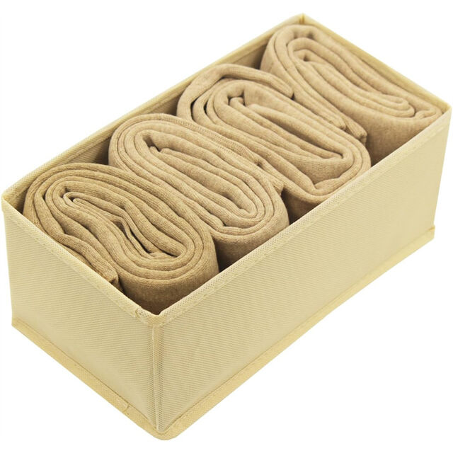 Organizador de Cajones Pequeño Ropa 3 Piezas Khaki para Calcetines y Ropa Interior, Contenedores de Tela para Armario, Cómoda y Divisores de Cajones
