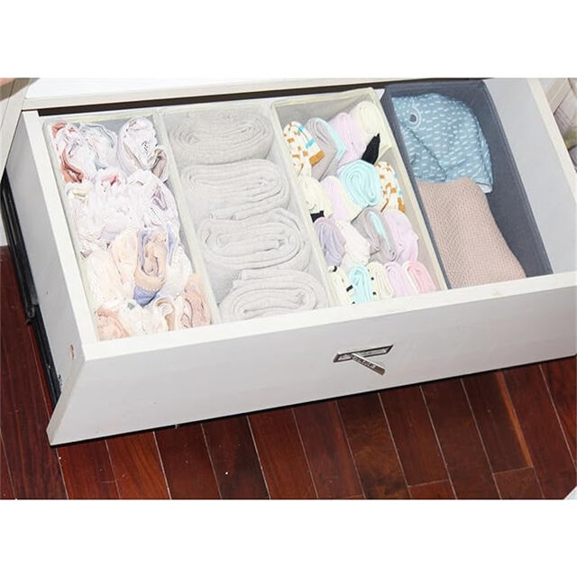 Organizador de Cajones Pequeño Ropa 3 Piezas Khaki para Calcetines y Ropa Interior, Contenedores de Tela para Armario, Cómoda y Divisores de Cajones